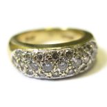 9ct gold ring pave set with CZ size L weight 7.7 grams