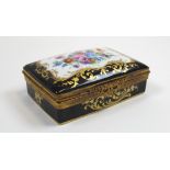 19th century Limoges porcelain trinket box with gilt fitments signed to the base and inscribed.