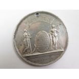 Odd fellows unmarked silver medal, 1807, holed at top (52mm)