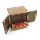 Coin Cabinet, mahogany 14 drawers with felts, 180mm tall by 178mm deep by 221mm wide, lockable (with