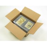 Box containing large quantity of trade issue cards in plastic pages, mainly part sets but some