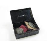 Tokens & Medallions, a small metal box full of 18th to 20thC base metal tokens and commemorative