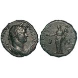 Hadrian brass sestertius, Rome Mint 137 A.D., reverse:- Fortuna-Concordia standing left, holding