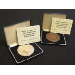 Battle of Waterloo commemorative Medallions (2) The Silver & Bronze issues both individually boxed