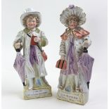 Pair of Victorian china fairings "I am off for a long journey" and "I am off with him". Both