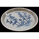 19th Century Chinese underglaze blue plate with crackleglaze finish