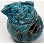 19th century Chinese wall vase in turquoise glaze of a sleeping buddha moulded in the kang xi style