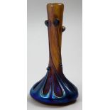 Early 20th century Art Nouveau lustre coloured glass bottle vase standing 32cm high