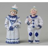 Pair of 19th century porcelain nodders as clowns both with damage but rare design