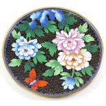 Early 20th century Chinese Cloisonne plate decorated with lotus flowers