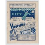 Football programme, Manchester City v Swansea City, 1938/39, Division 2 (slightly creased, gen