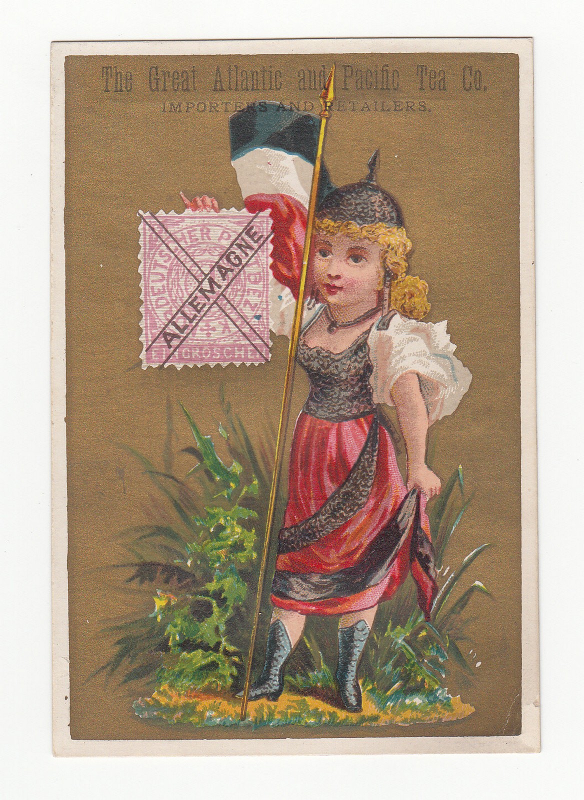 Trade cards, USA, The Great Atlantic & Pacific Tea Company, National Costumes, Flags & Stamps, 15