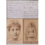 Theatre, selection of signatures and cabinet cards inc Lena Ashwell, signed two page letter with 2