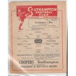 Football Programmes, Southampton FC, 4 single sheet issues, Newport & Bradford PA both 1946/47 (both