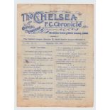 Football programme, Chelsea v Hitchin 14 September 1907, South Eastern League Match, 4 page issue,