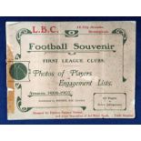 Football, Booklet, published by Bovril Ltd, 'Football Souvenir, First League Clubs, Photo's of