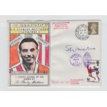 Football autographs, Stanley Matthews, a limited edition. (61/100), commemorative cover with drawn