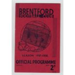 Football programme, Brentford v Blackpool, 16 September, 1937 (gd) (1)