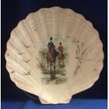 Harry Payne, papier mache scallop shell wall hanging, Payne chromo lithographed illustration to