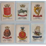 Tobacco silks, Morris, Battleship Crests, 'M' size, (set, 24 silks) (gd)