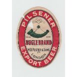 Beer Label, M B Foster & Sons Ltd, London, Bugle Brand, Pilsener Export Beer, v.o, (poor
