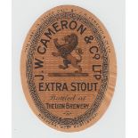 Beer Label, J W Cameron & Co Ltd, Extra Stout, bottled at The Lion Brewery v.o, (gd) (1)