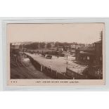 Postcards, Railways, six cards showing interior views of stations, Thirsk (RP), Loughton (RP),