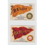 Trade cards, USA, Weber Baking Co, College Pennants (Burdick D96), 19 different (4 with back damage,
