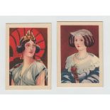 Cigarette cards, African Tobacco, South Africa, Famous & Beautiful Women, 'L' size, (set, 50