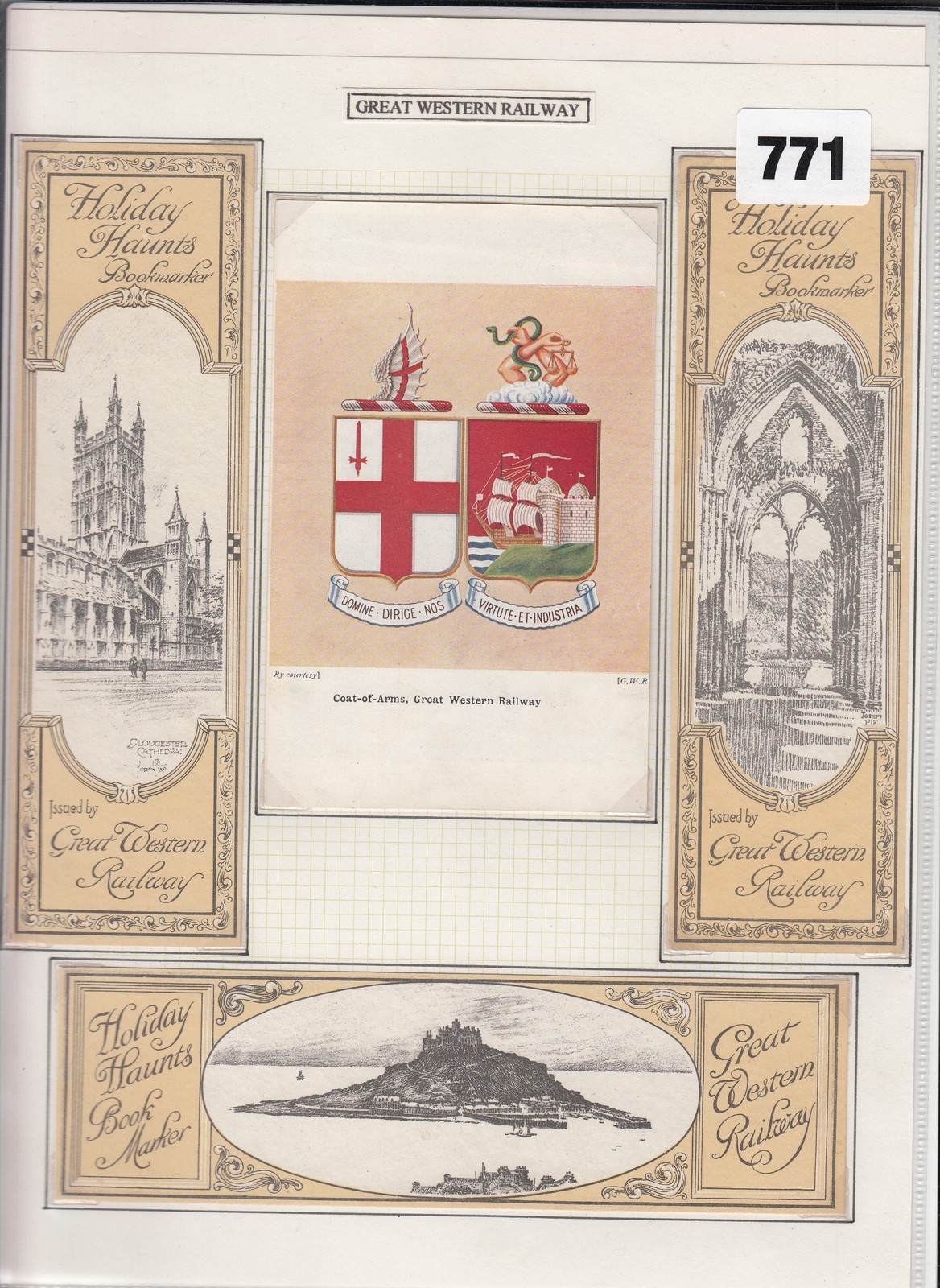 Bookmarks, P Jones Collection, Great Western Railway, 3 different bookmarks plus GWR, Coat of