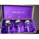 Presentation Glasses, a set of 3 Golden Guinea 1911-1961 fiftieth anniversary glasses, each with