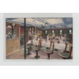 Postcards, Railways, two coloured art views of dining saloon and smoke room on the Hull -