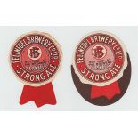 Beer Labels, Felinfoel Brewery Ltd, Llanelly, Strong Ale, 2 different labels, rosette designs (one