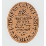 Beer Label, Barrell's Brewery & Bottling Co, Vauxhall S.W, Guinness's Extra Stout, v.o, (gd) (1) (