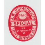 Beer Label, J W Johnson & Co, Light Dinner Ale, v.o (gd) (1)