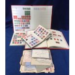 Stamps, a mixture on tatty leaves, a few GB QV covers, GB mint and used in Netto stockbook,
