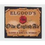 Beer Label, Elgood & Sons Ltd, Wisbech, Olde English Ale, 85mm x 65mm, (writing on back, sl