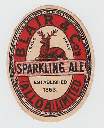 Beer Label, Blair & Co, (Alloa) Ltd, Sparkling Ale, v.o, (few sl marks o/w gd) (1)