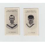 Cigarette cards, Taddy, South African Cricket Team, 1907, 7 cards, M. Hathorn, J.J. Kotze, A.D.