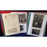 Entertainment, a modern folder containing a large quantity of photos, letters, cuttings,