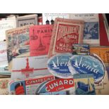 Travel Ephemera, a large selection, Worldwide (inc. GB), various ages, mostly pre 1950 inc. maps,