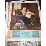 Ephemera, four original 1890's Victorian calendar posters, bespoke made for local traders, two in