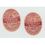 Beer Labels, Ind Coope & Co Ltd, 2 scarce labels, Imperial Stout, v.o's, bottled by E Gross, Ath & A