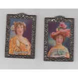 Cigarette cards, South Africa, Hermann & Canard, Celebrities Gainsborough, coloured cards in metal