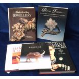 Books, five modern collectors books, Faberge 1995, The Siamese Ruby 1987, Fabulous Fakes by Vivienne