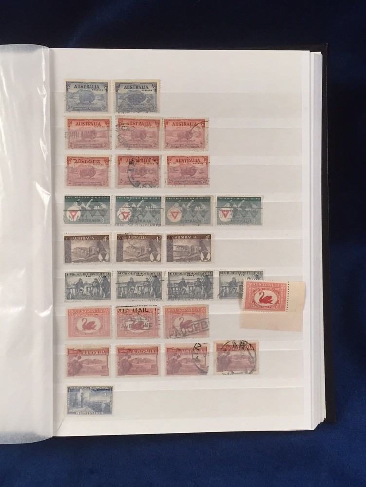 Stamps, Australia, pre-decimal accumulation in 30pp black stockbook, heavily duplicated inc 100's of