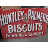 Advertising, Huntley & Palmer's, a large original enamel advertising sign, white lettering on red