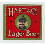 Beer Label, Hart & Co, Lager Beer, v.r (cr, sl marks on back) (1)