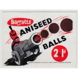 Trade card, Barratt's, Advertising card for 'Barratt's Aniseed Balls', postcard size, believed to