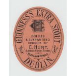 Beer Label, Guinness's Extra Stout bottled by C Hunt, Barton on Humber, v.o, (gd/vg) (1) (v.